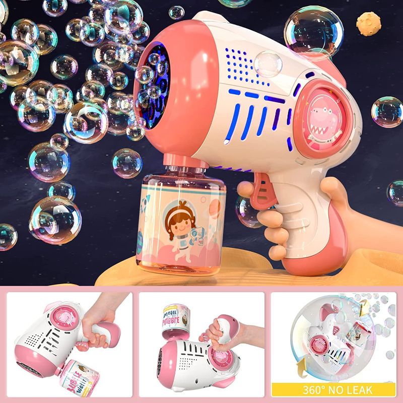 Photo 1 of Bennol Bubble Gun, 8 Holes Bubble Machine with Rich Bubbles, Bubble Guns for Girls Kids with 360°Leak-Proof Design, Ergonomic Grip, Automatic Bubble Gun for Toddlers Children Backyard Outdoor Camping
