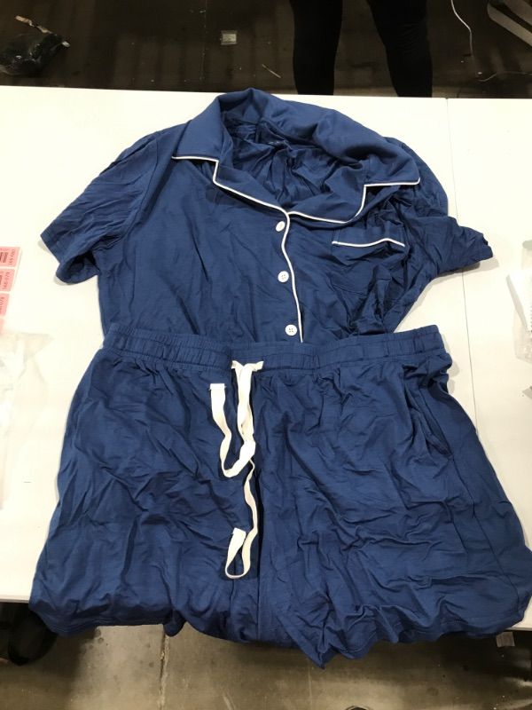 Photo 1 of Anjue Women's Pajama Set Short Sleeve Top and Shorts Loungewear with Pockets Plus Size 