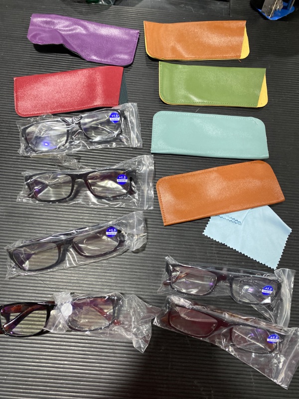 Photo 3 of BLS BLUES Reading Glasses for Women/Men Blue Light Blocking, Fashion Readers Anti Eye Strain/Migraine Eyeglasses 6 Packs/Case
 1.5+