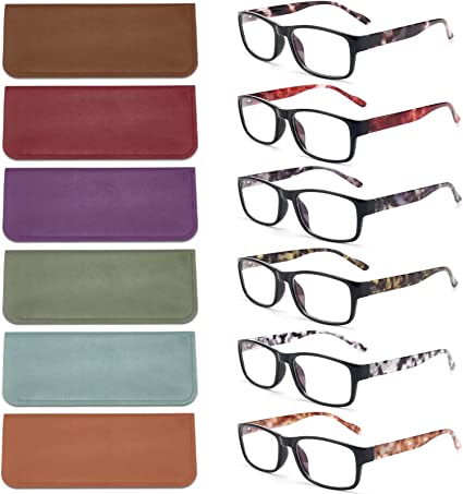 Photo 1 of BLS BLUES Reading Glasses for Women/Men Blue Light Blocking, Fashion Readers Anti Eye Strain/Migraine Eyeglasses 6 Packs/Case
 1.5+