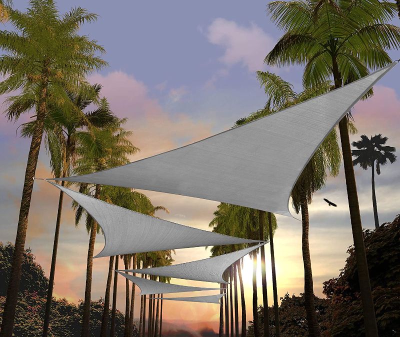 Photo 1 of Amgo 18' x 18' x 18' Grey Triangle Sun Shade Sail Canopy Awning Shelter Fabric ATAPT18 - UV Block UV Resistant Heavy Duty Commercial Grade - Outdoor Patio Carport - (Custom
