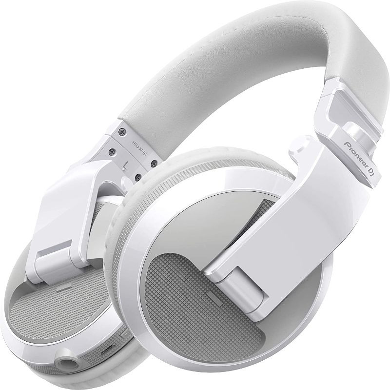 Photo 1 of Pioneer DJ HDJ-X5BT-W - Closed-back, Bluetooth-compatible, Circumaural DJ Headphones with 40mm Drivers, 5Hz-30kHz Frequency Range, Detachable Cable, and Carry Pouch - White DAMAGED LEFT HINGE
