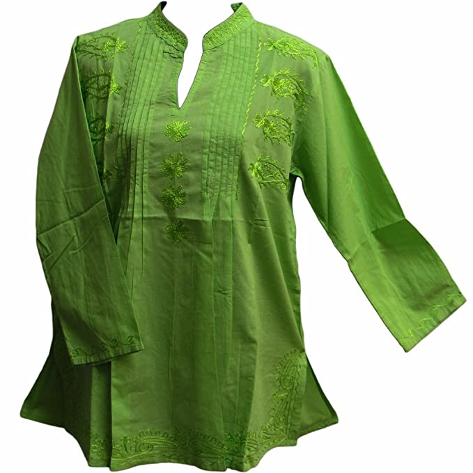 Photo 1 of  Indian Bohemian Paisle Blouse Top (Small/Medium, Green)
