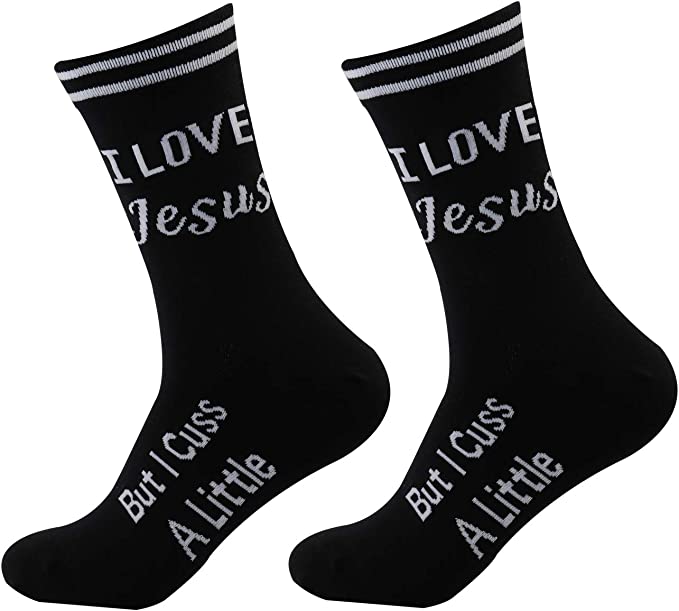 Photo 1 of  2 Pairs I Love Jesus but I Cuss a Little Socks