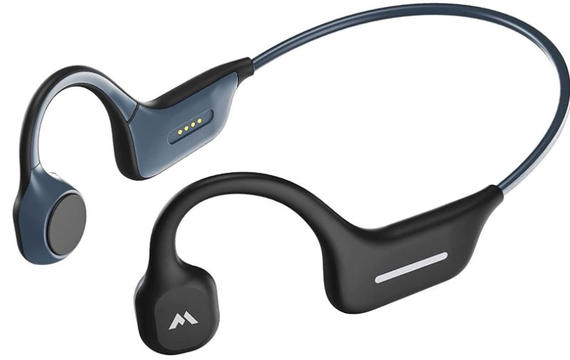 Photo 1 of MOING Wireless Bone Conduction Headphones, Open Ear Sports Bluetooth Headset with Reflective Strips, Built-in Mic and IP56 Waterproof Certified for Workouts, Night Running, Cycling, Black (DG08)
