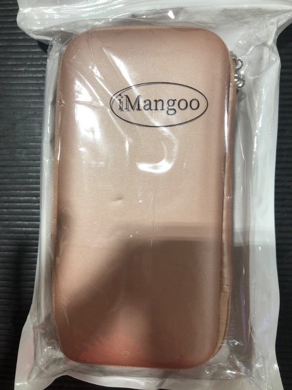 Photo 2 of iMangoo Shockproof Carrying Case Hard Protective EVA Case Impact Resistant Travel 12000mAh Bank Pouch Bag USB Cable Organizer Earbuds Sleeve Pocket Accessory Smooth Coating Zipper Wallet Rose Gold