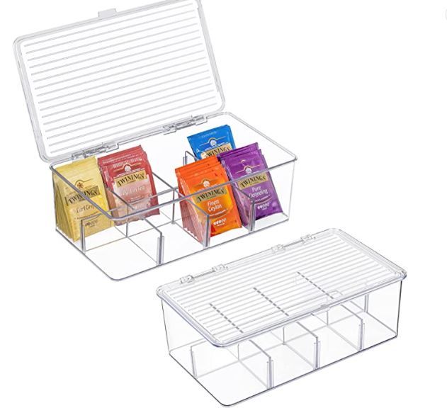 Photo 1 of 2 Pack Stackable Tea Bag Organizer, Vtopmart Plastic Tea Storage Box for Kitchen Pantry Cabinets and Countertops, Holder for Tea Bags, Coffee, Sugar Packets, Small Packets
