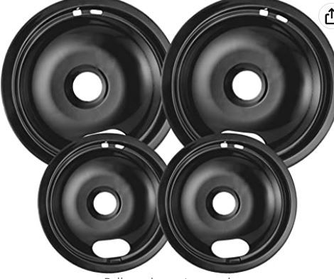 Photo 1 of 4 Pack Black Drip Pans, Compatible with Whirpool Kenmore Frigirate Stove Top Drip Bowls. Include 2 Pcs 6'' Range Replacement Drip Pans and 2 Pcs 8 '' Cooktop Drip Pans
