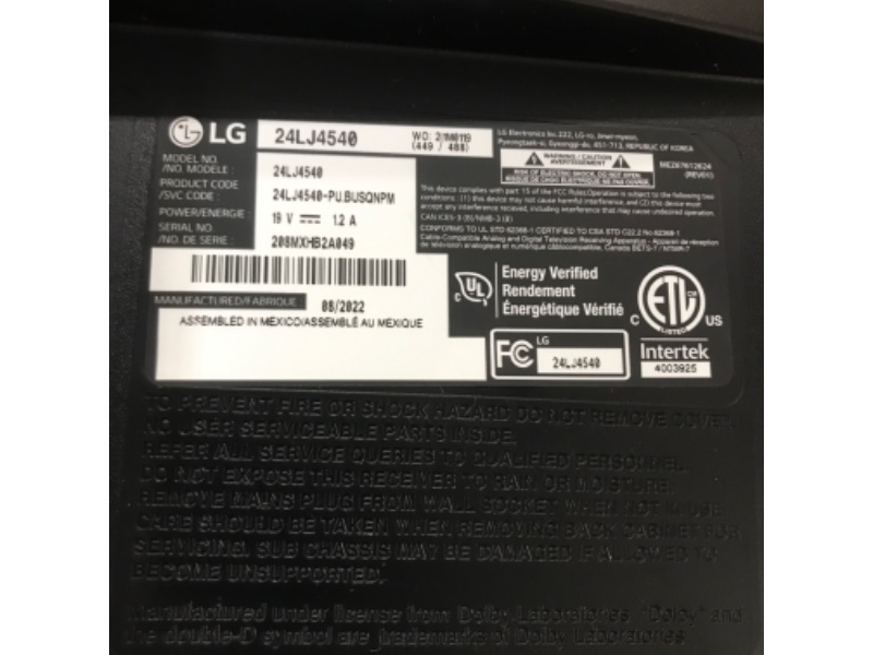 Photo 4 of LG 24" LED TV - 720p - Black/ SELLING FOR PARTS ONLY 