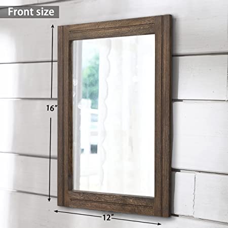 Photo 1 of AAZZKANG Wood Framed Mirror Rectangular Rustic Farmhouse Wall Mounted Mirror for Bedroom Living Room Bathroom
