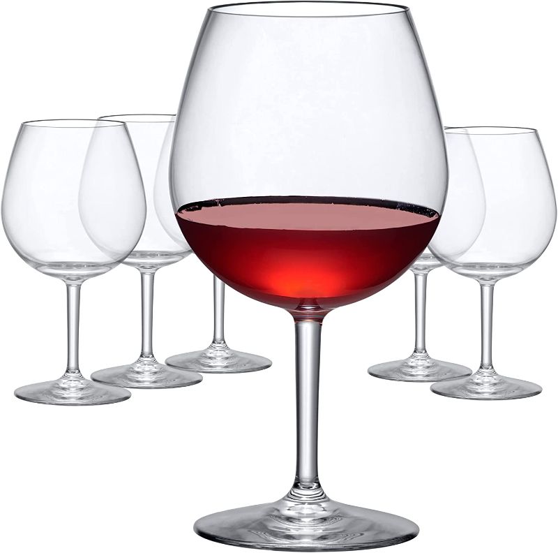Photo 2 of Amazing Abby - Crimson - 20-Ounce Unbreakable Tritan Wine Glasses (Set of 6), Plastic Red Wine Glasses, Reusable, BPA-Free, Dishwasher-Safe, Perfect for Poolside, Outdoors, Camping, and More
