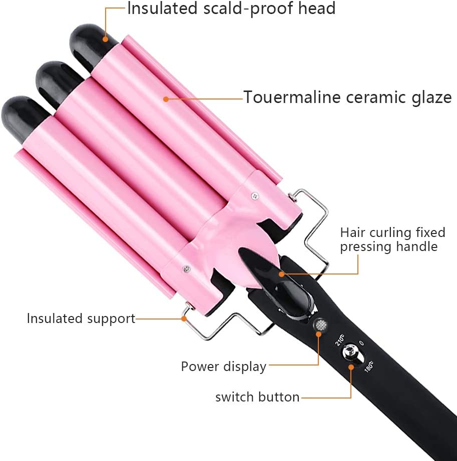 Photo 1 of 3 Barrel Curling Iron Wand - Soyond 1 Inch Ceramic Tourmaline Triple Barrels Hair Waver Iron 25mm Hair Crimper with Dual Voltage Beach Waves Curling Iron Temperature Adjustable Hair Curling Iron
