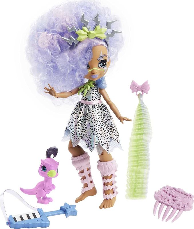 Photo 1 of Cave Club Bashley Doll (8 – 10-inch, Lavender Hair) Poseable Prehistoric Fashion Doll with Dinosaur Pet and Accessories, Gift for 4 Year Olds and Up [Amazon Exclusive]
