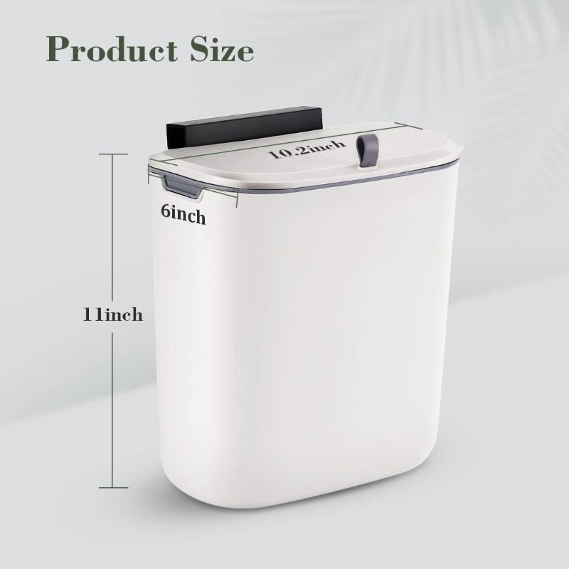 Photo 1 of 2.4 Gallon Hanging Trash Can for Kitchen Cabinet Door with Lid, Under Sink Garbage Can for Bathroom,Wall-Mounted Counter Waste Bin by ANTU
