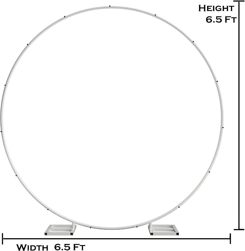 Photo 1 of 6.5FT Tall X 6.5FT Wide Metal Ring Arch for Outdoor Party Backdrop Decoration (with Ground Anchors, Screwdriver, and Instructions)
