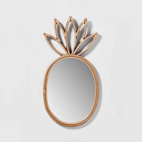 Photo 1 of 19"x9" Pineapple Rattan Mirror - Pillowfort™

