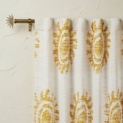 Photo 1 of 1pc 50"x84" Light Filtering Jacquard Curtain Panel Gold - Opalhouse™ designed with Jungalow™

