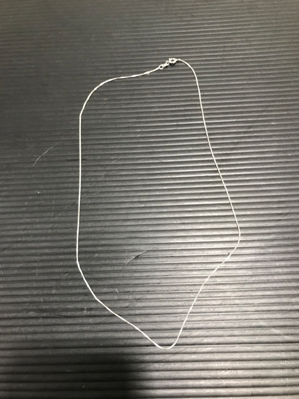 Photo 1 of Amazon Collection Sterling Silver Thin 0.6mm Box Chain Necklace Silver 18 Inches