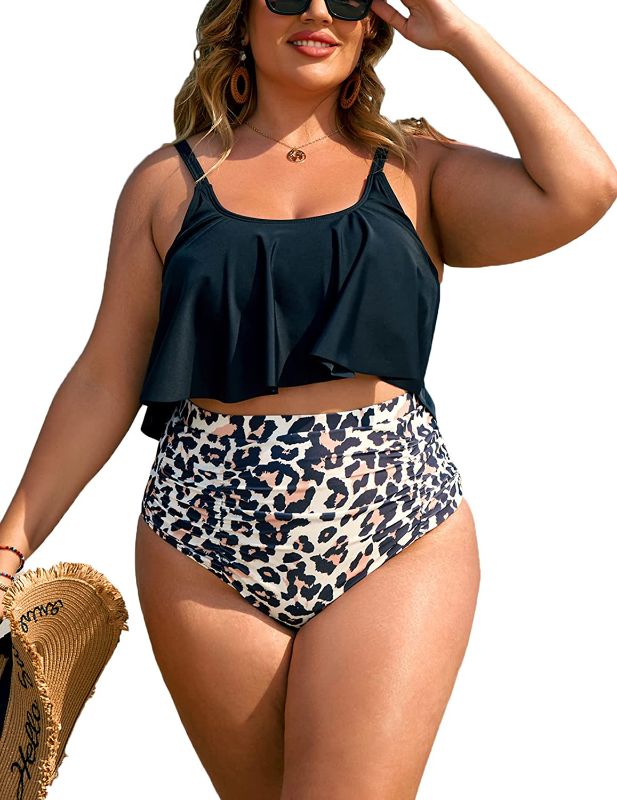 Photo 1 of ADOME Women Bikini Set Tummy Control Swimsuit Two Piece High Waist Floral Swimwear Plus Size
xl 