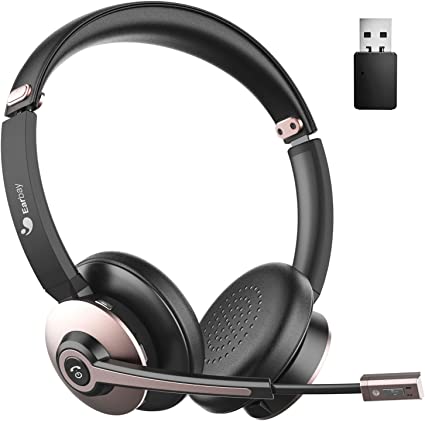 Photo 1 of Bluetooth Headset with Microphone Noise Cancelling, Wireless Headset with Mic & USB Dongle, Dual Connect Office Headset, On-Ear Headphones Bluetooth 5.0, 28hrs Talk time for PC/Office/Zoom/Skype
