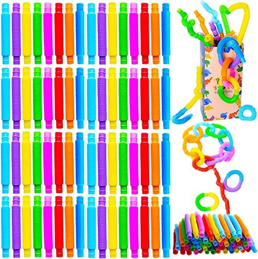 Photo 1 of 72PACK Pop Tubes, Pop Tube Sensory Fidget Toy Fidget Tubes for Children and Aldult Stress Anxiety Relief Toy DIY Learning Educational Toys for Kids
