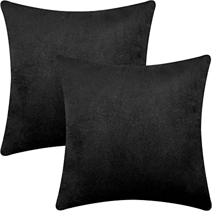 Photo 1 of Yastouay 2 Pack Throw Pillow Covers, Black Decorative Pillow Covers, Solid Sofa Pillow Covers, Soft Velvet Pillow Case, Square Accent Cushion Covers for Sofa Couch Bed Chair, 20 x 20 Inches
