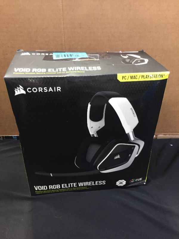 Photo 2 of Corsair VOID RGB Elite Wireless Premium Gaming Headset with 7.1 Surround Sound - Discord Certified - Works with PC, PS5 and PS4 - White (CA-9011202-NA)
