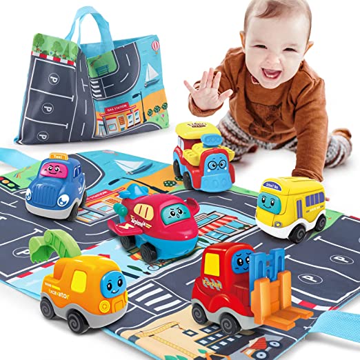 Photo 1 of Baby Toy with Truck Car Airplane Train and Playmat/Storage Bag,Toddler Toys 12-18 Months,Infant Toys for 1 2 3 Year Old boy Girl
