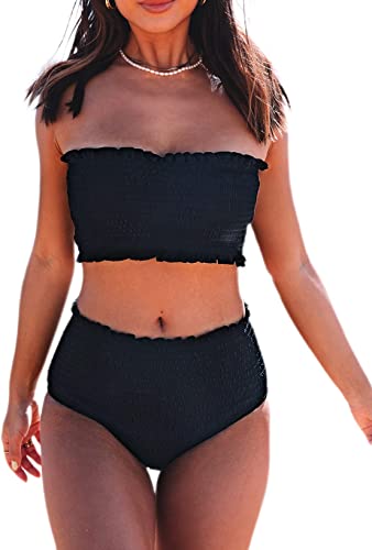 Photo 1 of Aleumdr Womens 2 Pieces Bandeau Bikini Swimsuits Off Shoulder High Waist Bathing Suit
SIZE L 