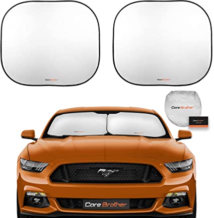 Photo 1 of 2-Piece Small Windshield Sunshade, 23.5 x 29 Inches - Set of 2 Foldable Windshield Auto Shades - Car Sun Reflectors for 99% UV Protection and Heat - Prevents Dashboard Fading and Cracks
