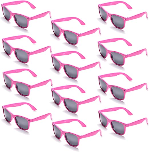 Photo 1 of 12 Pack Pink Retro Square Sunglasses for Men Wholesale Unisex 80's Party Favors Eyewear Multiple Choice(Pink Retro)
