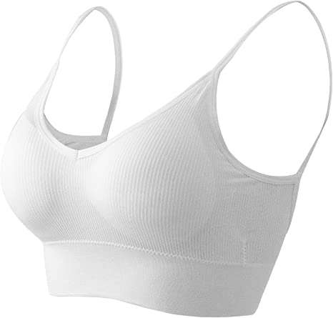 Photo 1 of Anmose Sports Bras Tank top Low Back Sleep Bra Seamless Without Steel Ring V Neck Cami Everyday Backless Bra for Women

M