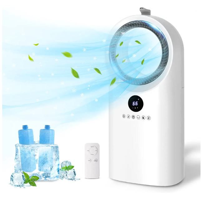 Photo 1 of Evaporative Air Cooler 3 in 1, LifePlus Portable Bladeless Conditoner Fan with Wheel, Cooling & Humidification Function, Water Swamp Cooler with 1.32 Gallon Water Tank, 12H Timer and Remote Control