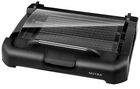 Photo 1 of Secura Smokeless Indoor Grill 1800-Watt Electric Griddle with Reversible 2 in 1 Cast Iron Plate, Glass Lid, Extra Large Drip Tray (Dishwasher Safe)