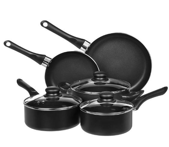 Photo 1 of Amazon Basics Non-Stick Cookware Set, Pots and Pans - 8-Piece Set