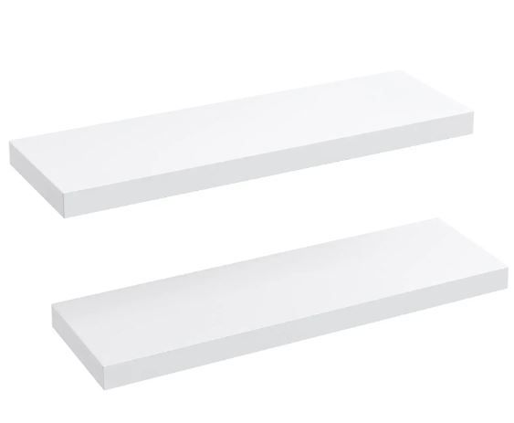 Photo 1 of AMADA HOMEFURNISHING Floating Shelves Large, 24 x 9 Inch Wall Shelves for Bathroom, Bedroom, Kitchen, Shelves for Wall Decor Set of 2, White - AMFS06