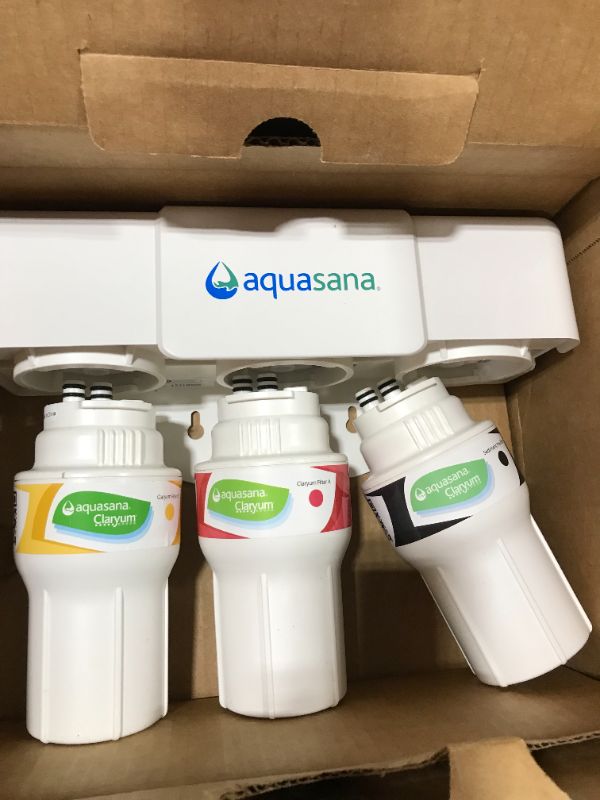 Photo 2 of Aquasana 3-Stage Under Sink Water Filter System - Kitchen Counter Claryum Filtration - Filters 99% Of Chlorine - Brushed Nickel Faucet - AQ-5300.55