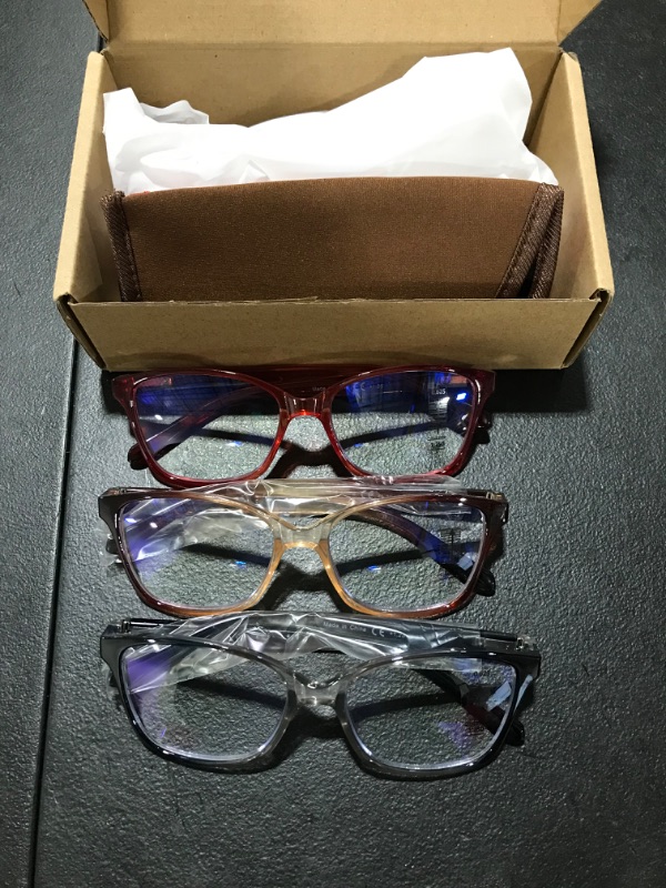 Photo 1 of 3 Pack Progressive Multifocus Reading Glasses Blue Light Blocking Multifocal Readers for Women Men with Spring Hinge (3 Mix C1, 1.25, multiplier_x)
