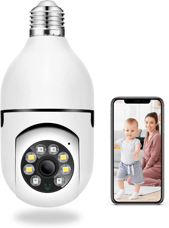 Photo 1 of Light Bulb Camera,Reobiux Full-HD 1080P 360 Degree Panoramic 2.4Ghz Wireless WiFi Camera,with Infrared Night Vision & Motion Detection & 2-Way Audio Home Camera for Baby/Elder/Pet
