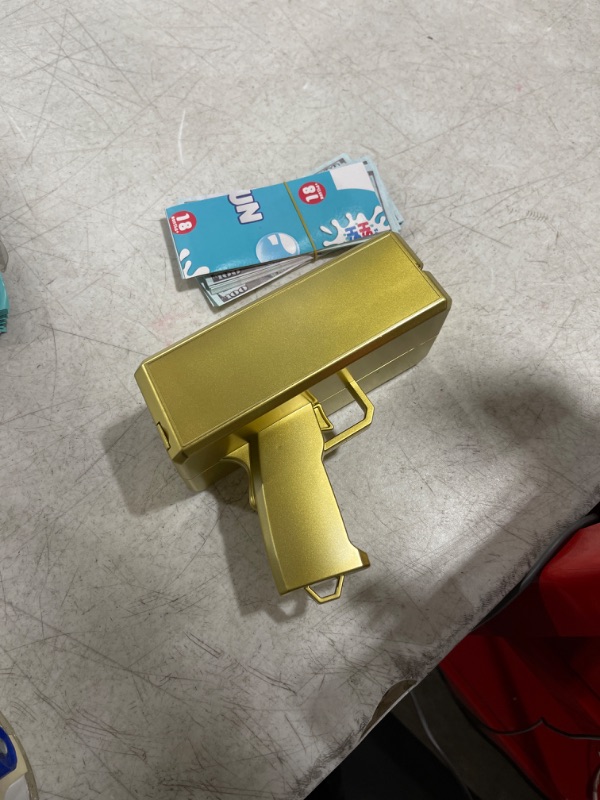 Photo 2 of Alagoo Super Money Guns Paper Playing Spary Money Gun Make it Rain Toy Gun, Handheld Cash Gun Fake Bill Dispenser Money Shooter Toy(Metallic Gold)
