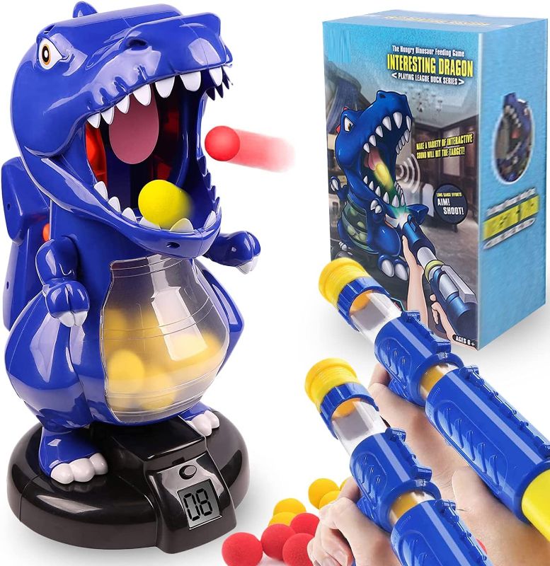 Photo 1 of KBD Dinosaur Shooting Toys for Kids Target Shooting Games with LCD Score Record and 24 Foam Balls, Electronic Target Practice Gifts Toys for Boys & Girls
