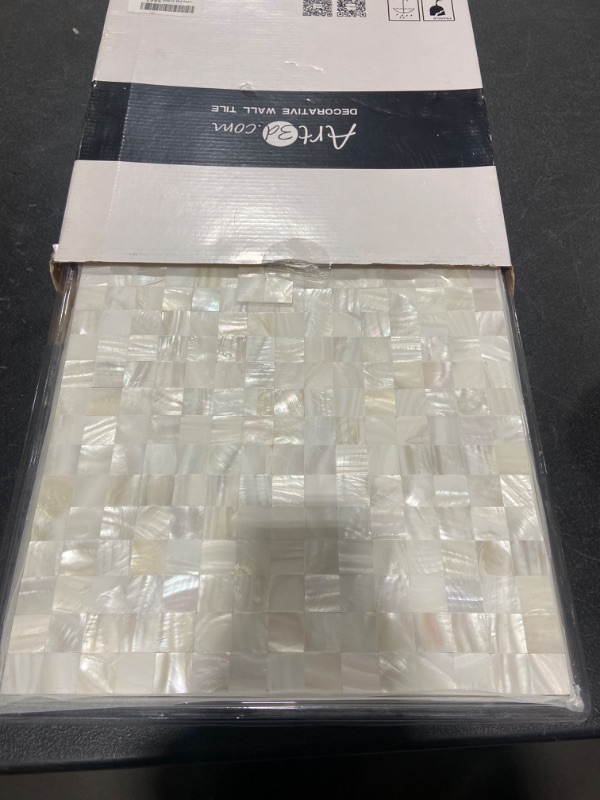 Photo 2 of 12 in. x 12 in. Mother of Pearl Shell Mosaic Tile Backsplash in White