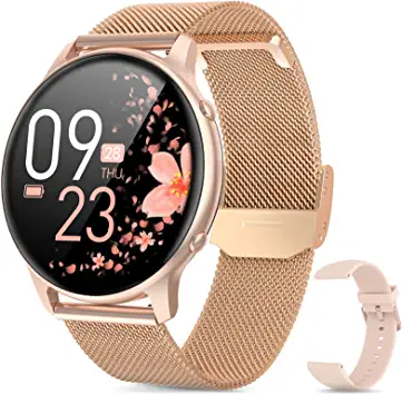 Photo 1 of Smart Watches for Women, 2022 All-New SmartWatch for Android Phones and iPhone with Stainless Steel Band, 3ATM Waterproof Fitness Tracker with Sleep, Heart Rate, Blood Oxygen Monitor, Rose Gold
