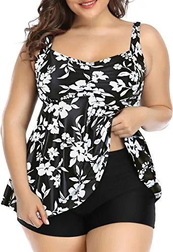 Photo 1 of Aqua Eve Plus Size Tankini Women 2 Pieces Swimsuits with Shorts Flowy Bathing Suits 18W
