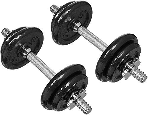 Photo 1 of Amazon Basics Adjustable Barbell Lifting Dumbells Weight Set with Case - 38 Pounds, Black
