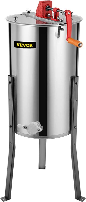 Photo 1 of VEVOR  Manual Honey Extractor Separator 3 Frame Stainless Steel Honeycomb Drum Spinner Crank Beekeeping Equipment Apiary Centrifuge Equipment