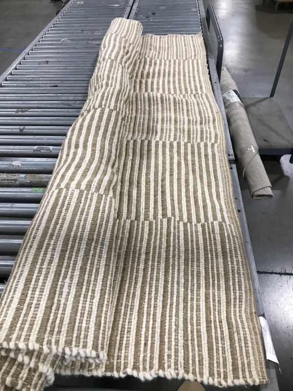 Photo 2 of 7'x10' Hand Woven Jute Wool Cotton Ribbed Area Rug Cream - Threshold
