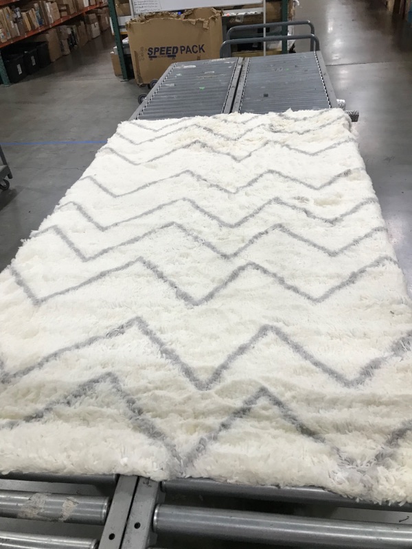 Photo 2 of 5'x7' Chevron Shag Area Rug Cream - Pillowfort™