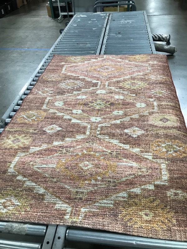 Photo 2 of 4'x6' Southbury Washable Printed Diamond Persian Style Rug Rust - Threshold
