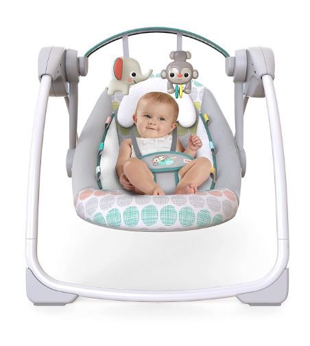 Photo 1 of Bright Starts Whimsical Wild Portable Compact Automatic Deluxe Baby Swing with Music and Taggies, Newborn and up